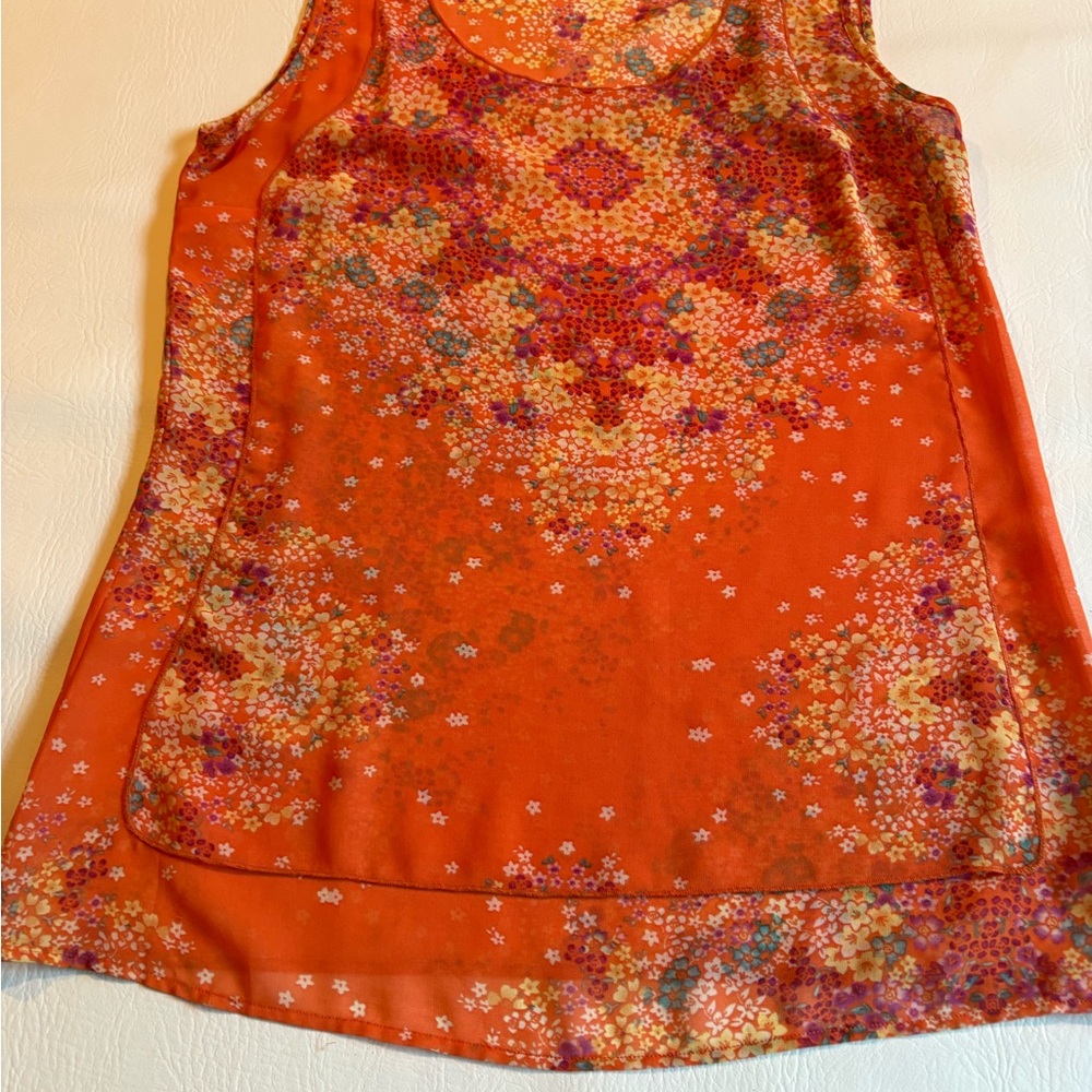 CAbi Orange Floral Tank Top